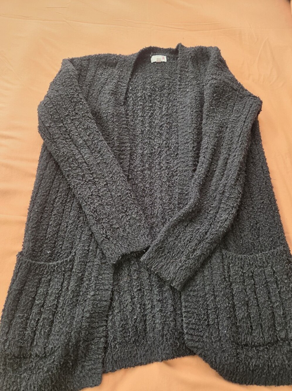 Source Unknown Black Cozy Open-Front Women's Cardigan